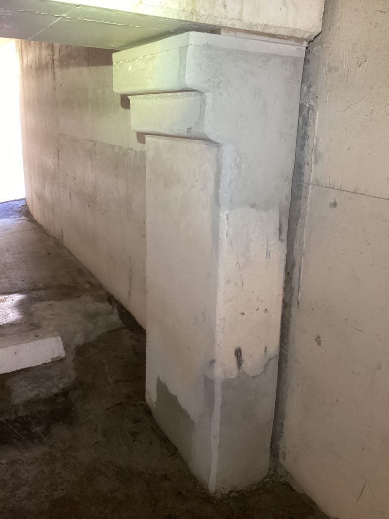 The same column rebuilt to its original shape, after repair