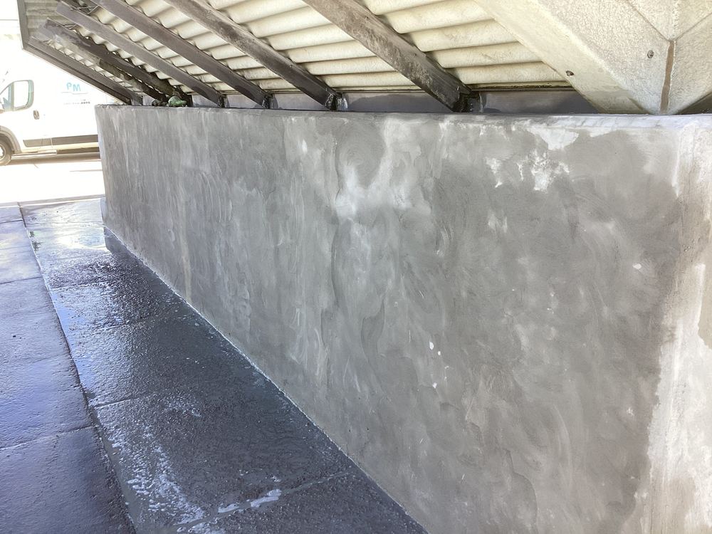 Cooling tower basin wall after concrete repair
